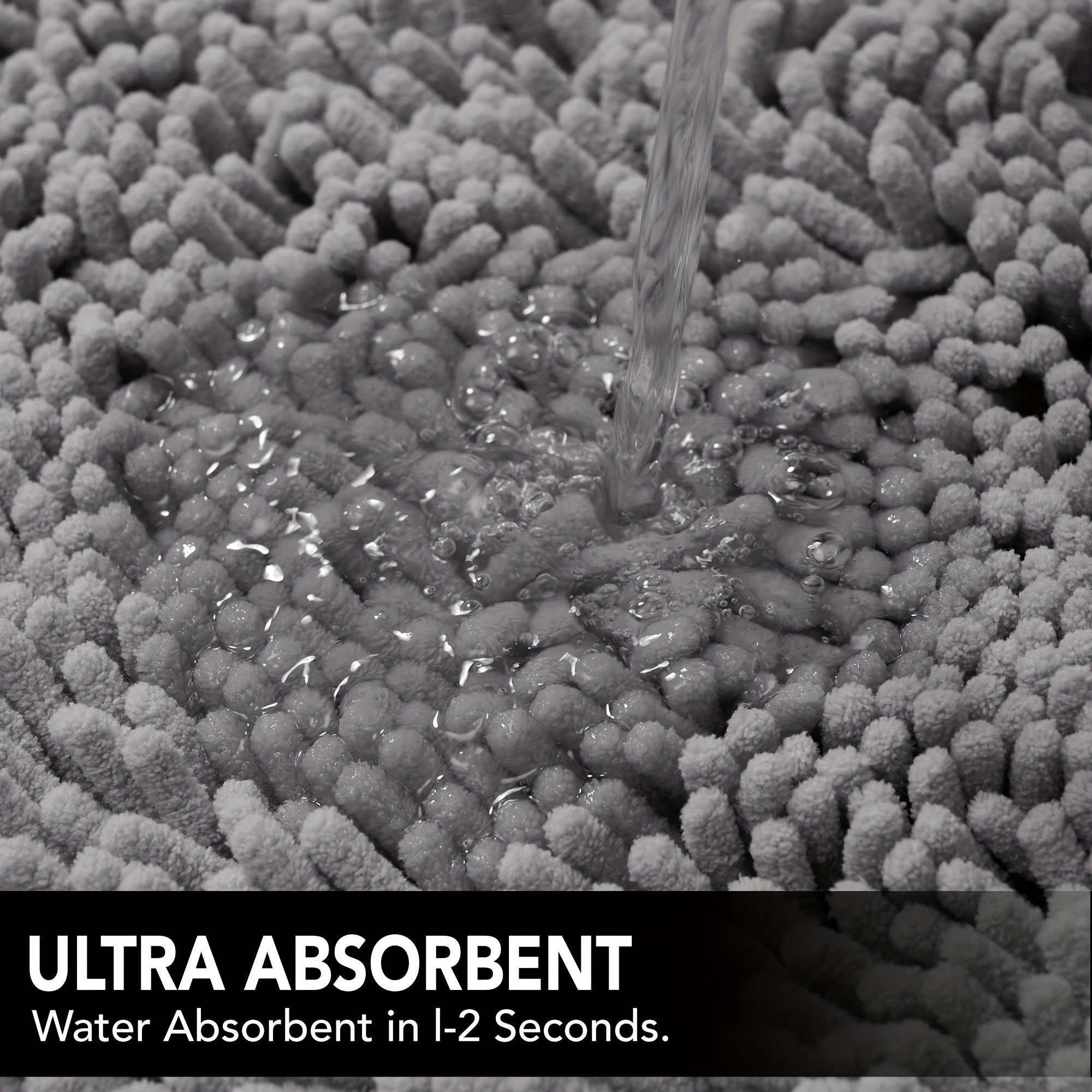 Bath Mat, Thick Soft Chenille Bath Rugs, Quick Dry Absorbent Machine Wash Bathroom Rugs, Non-Slip Rubber Backing Durable Rugs For Bathtubs, Shower Floor, Under The Sink