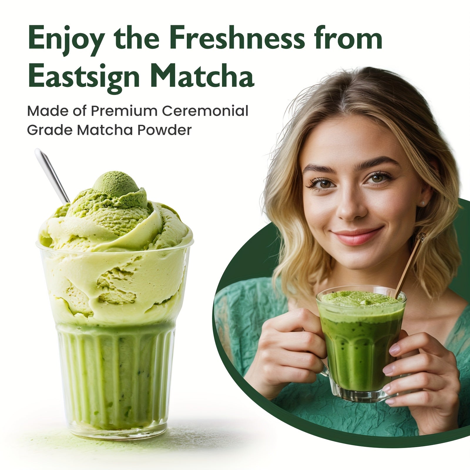 Eastsign Ceremonial Grade Matcha Powder,USDA Organic, Gluten-Free, Vegan & Sugar-Free