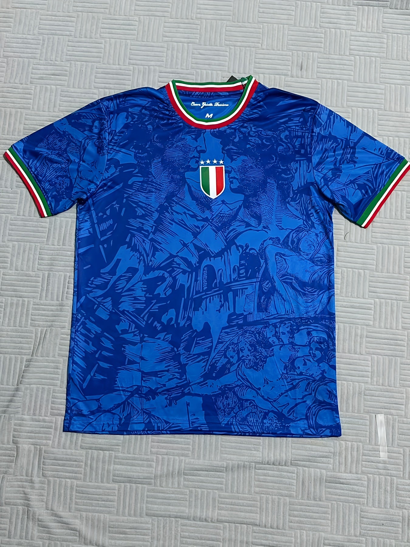 Italy Embroidered Soccer Jersey | Vintage Crew Neck, Slight Stretch Fabric, All Over Print, Short Sleeve, Perfect for Adult and Teen