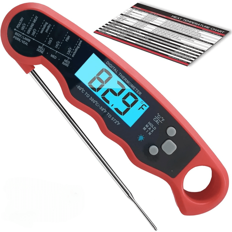 Instant Read Meat Thermometer Digital - Food Thermometer for Cooking, Grill, Oven, BBQ - Backlit Display