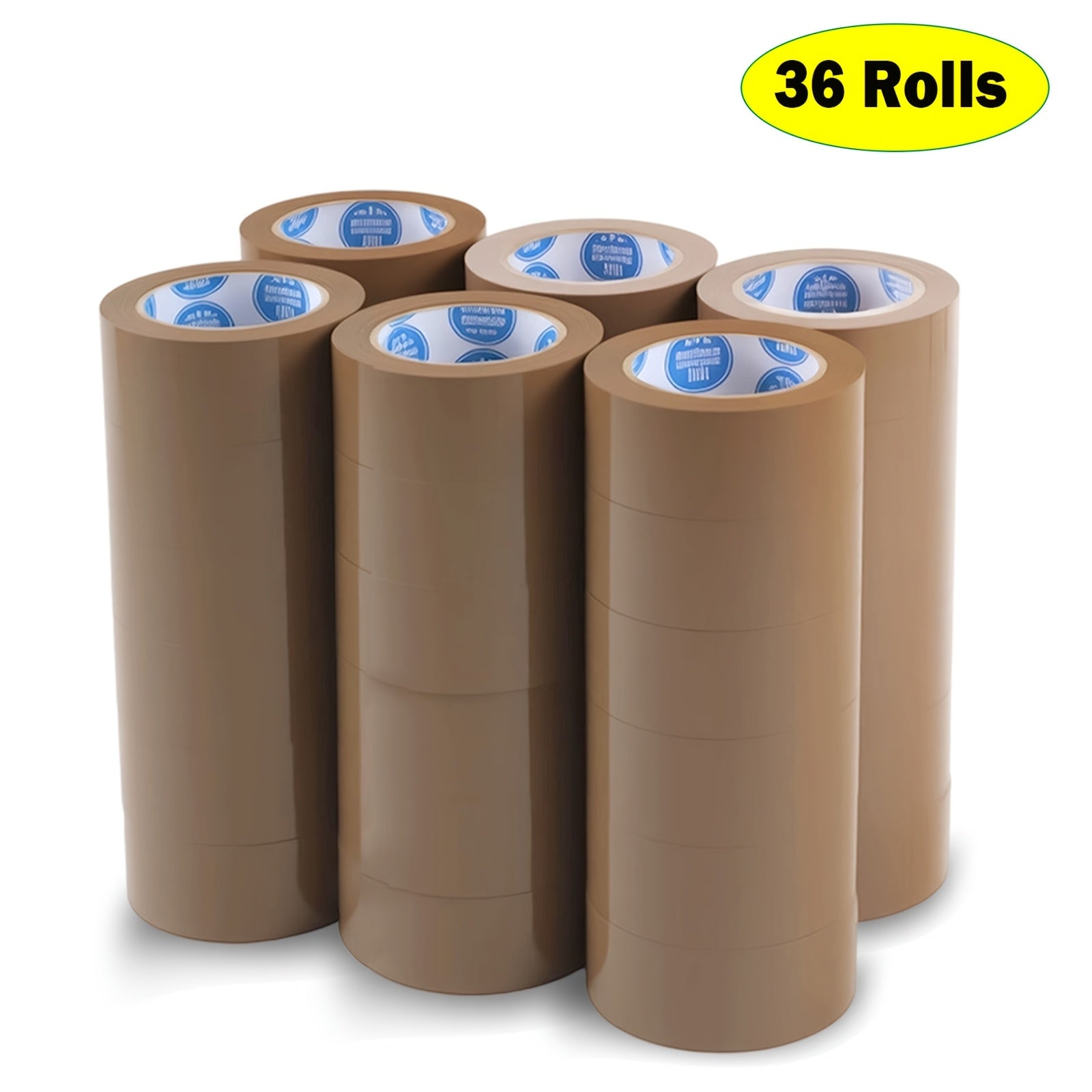 36 Rolls Heavy Duty Brown Packaging Tape - -Weather Secure Sticky Adhesive, 1.88 Inch X 55 Yards - Compatible with Tape Dispensers ( Refills)