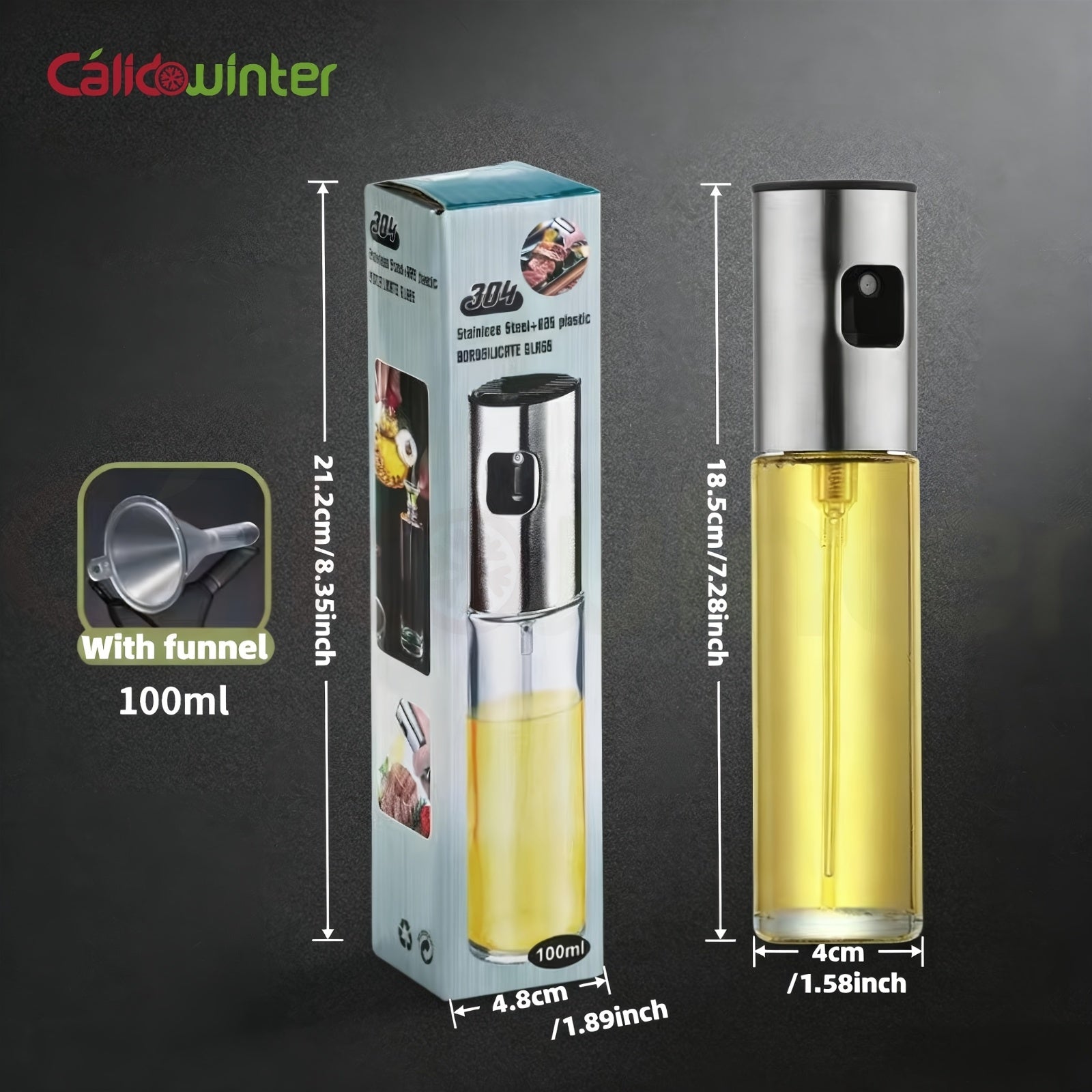 304 Stainless Steel Press-Type Glass Oil Sprayer, a Kitchen Tool That Features a High-Pressure Spray Bottle. This Portable Oil Container Is Essential for Cooking