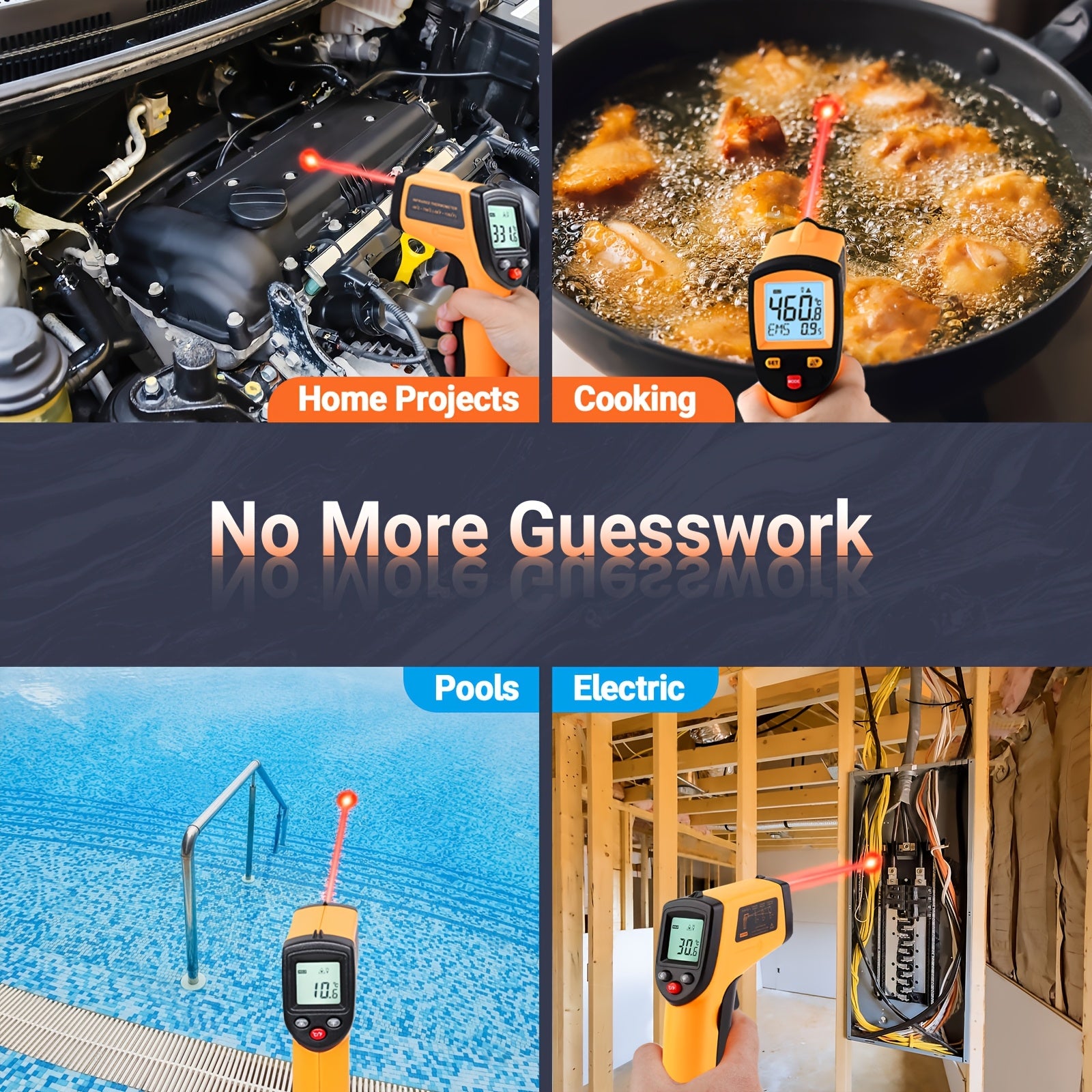 Infrared Thermometer Gun, Non-Contact Surface Thermometer Gun for Pizza Cooking, Ovens, Grills, Frying And Repair(Non-Human)