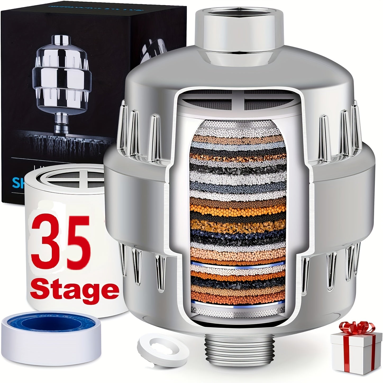 30/35-Stage Shower Water Filter] 30-Stage High-Performance Shower Filter, Showerhead Filter with Cartridges - Hard Water Purifier