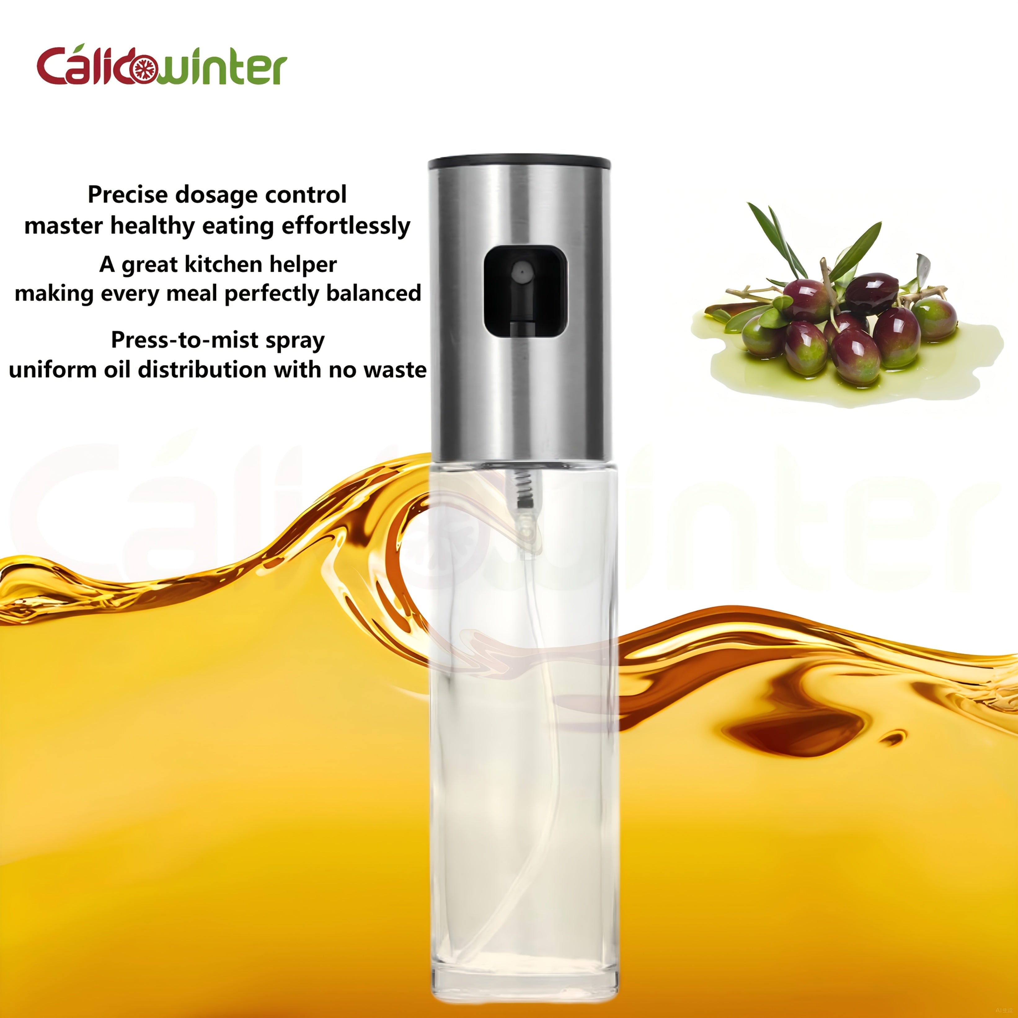 304 Stainless Steel Press-Type Glass Oil Sprayer, a Kitchen Tool That Features a High-Pressure Spray Bottle. This Portable Oil Container Is Essential for Cooking