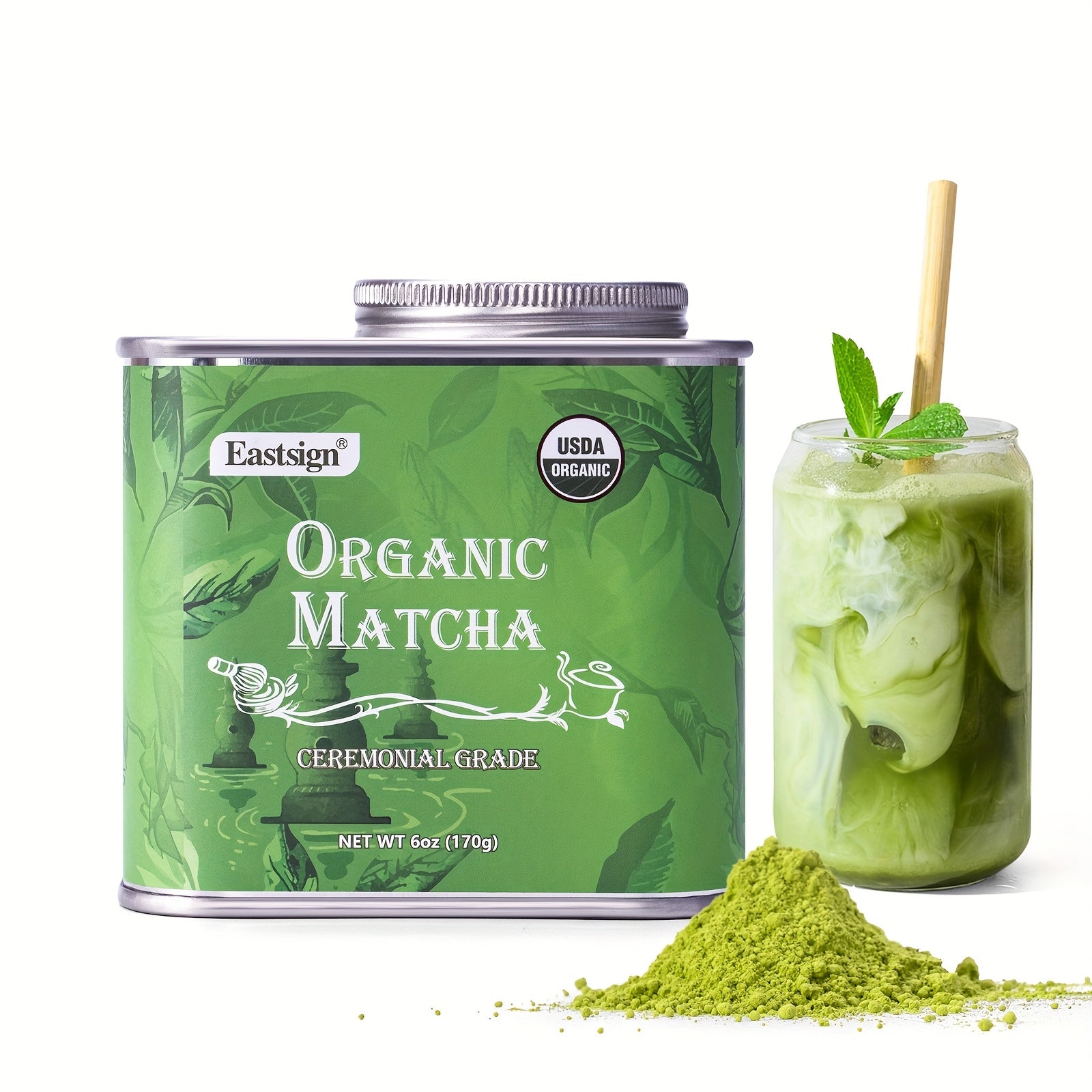 Eastsign Ceremonial Grade Matcha Powder,USDA Organic, Gluten-Free, Vegan & Sugar-Free