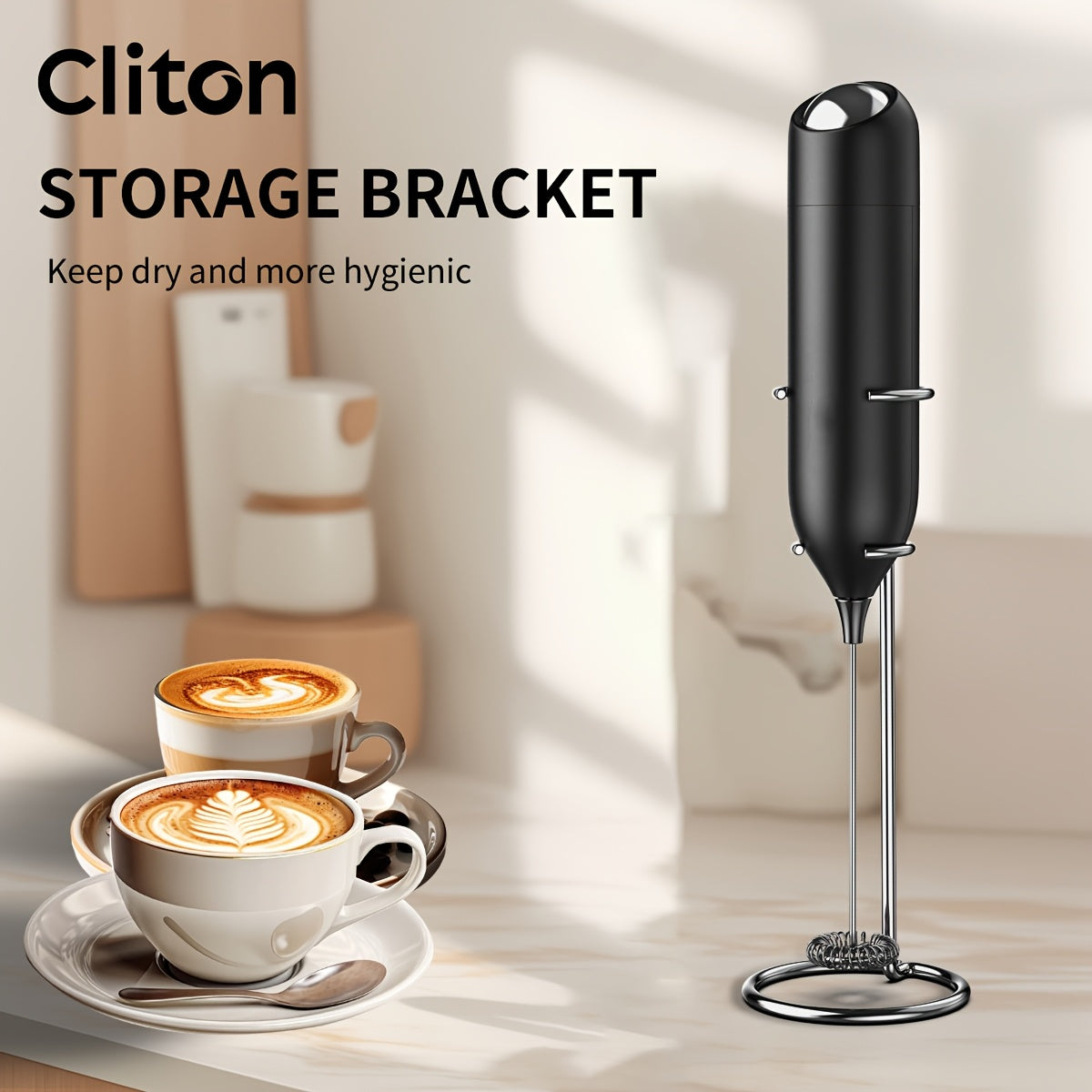 1pc 1pcs Portable Battery-Powered Electric Milk Frother - Fast Foaming in Seconds, Quiet Low-Noise Mini Handheld Milk Whip Suitable for Coffee, Cappuccino, Matcha, Hot Chocolate - Easy Clean, Holiday Gifts (Foams for Latte)