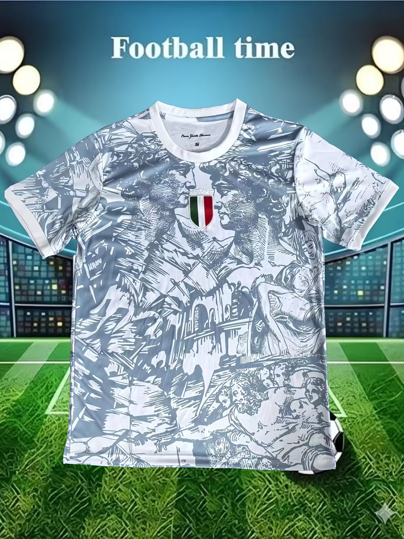 Italy Embroidered Soccer Jersey | Vintage Crew Neck, Slight Stretch Fabric, All Over Print, Short Sleeve, Perfect for Adult and Teen