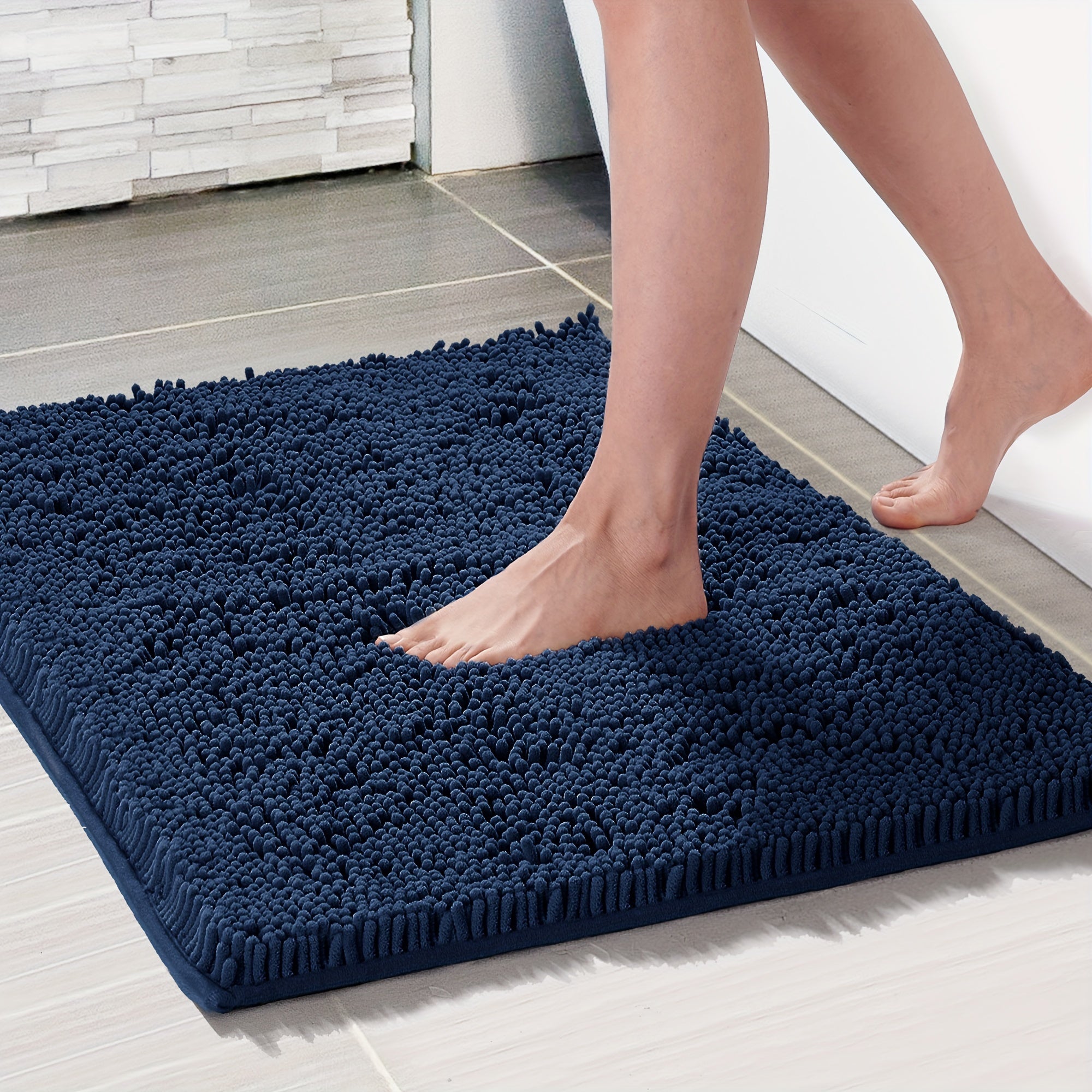 Bath Mat, Thick Soft Chenille Bath Rugs, Quick Dry Absorbent Machine Wash Bathroom Rugs, Non-Slip Rubber Backing Durable Rugs For Bathtubs, Shower Floor, Under The Sink